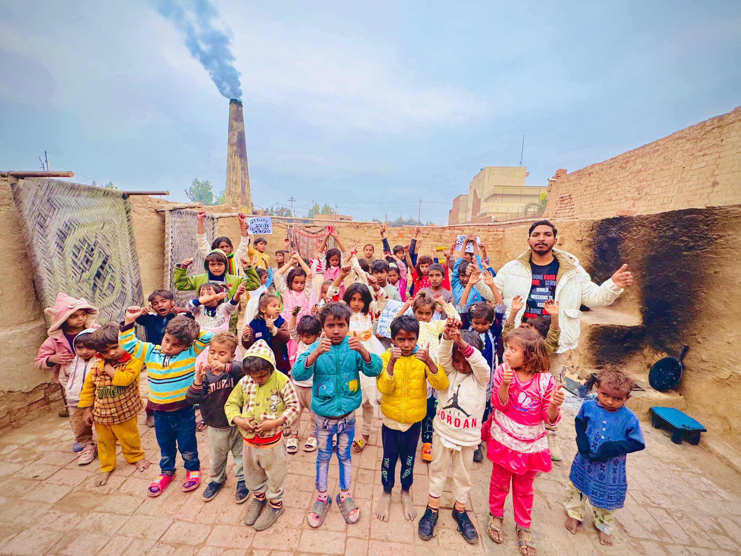 Children gathered during Kingdom First Mission outreach in Pakistan